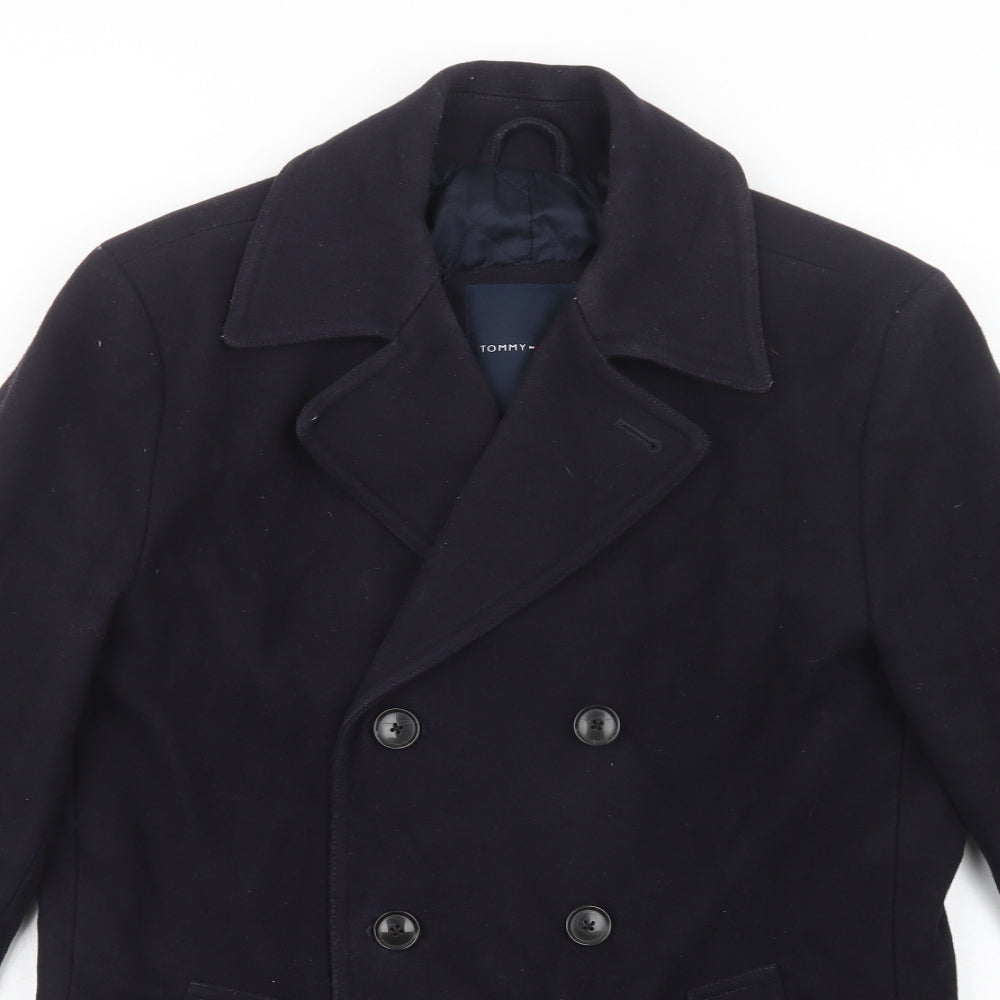 Tommy Hilfiger Mens Blue   Pea Coat Coat Size L  Button