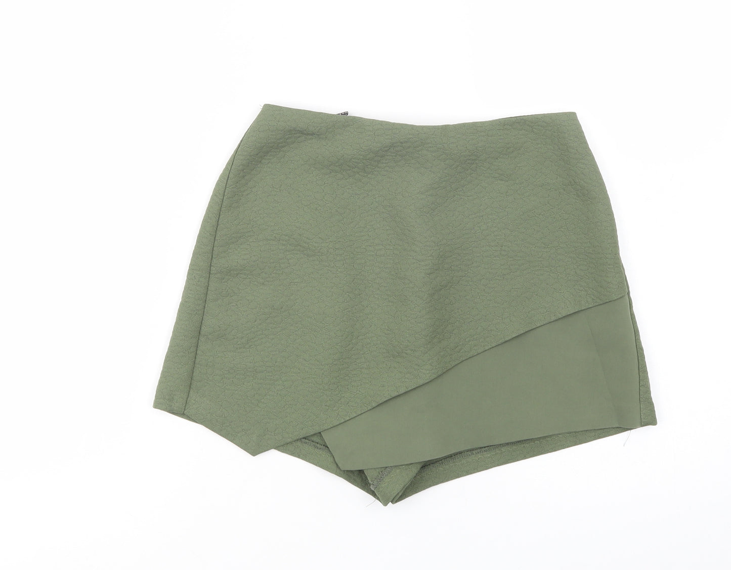 Topshop Womens Green  Polyester Mini Skort Size 8   Zip