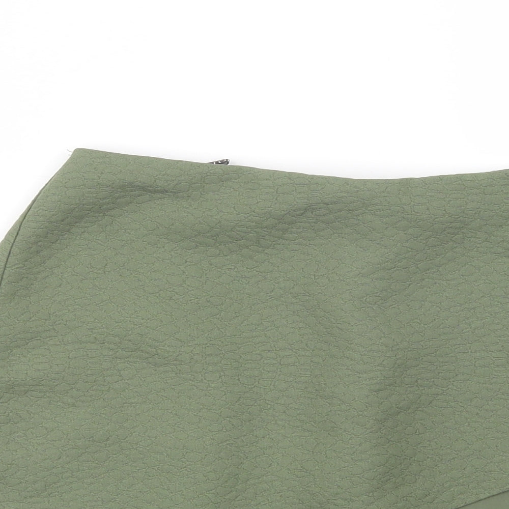 Topshop Womens Green  Polyester Mini Skort Size 8   Zip