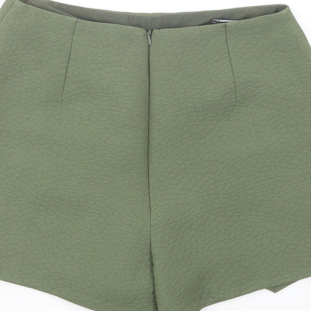 Topshop Womens Green  Polyester Mini Skort Size 8   Zip