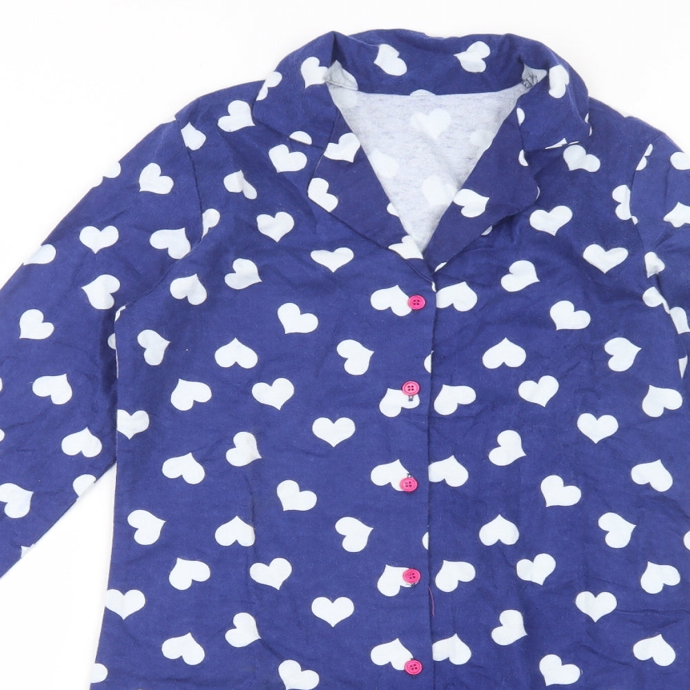 Express Gifts Womens Blue Geometric Cotton Chemise Dress Size 8  Button - Heart Print
