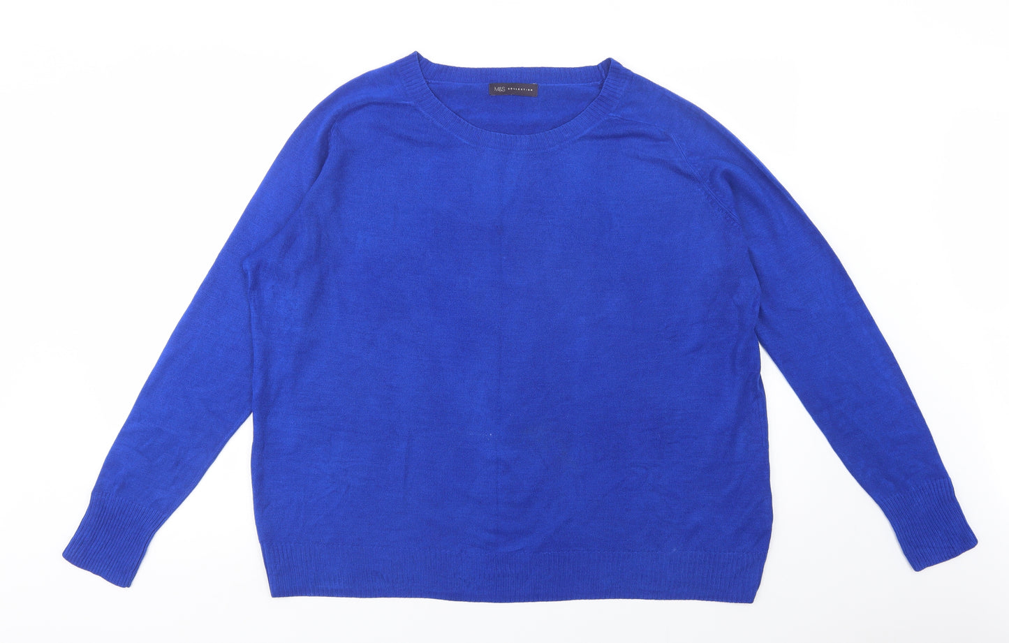 Marks and Spencer Womens Blue Crew Neck  Acrylic Pullover Jumper Size 20