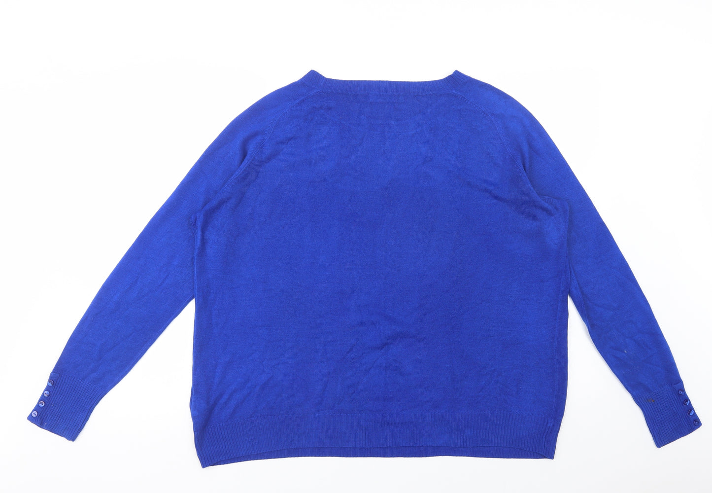Marks and Spencer Womens Blue Crew Neck  Acrylic Pullover Jumper Size 20