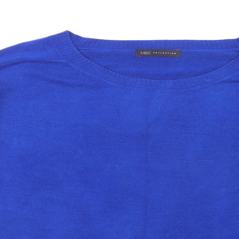 Marks and Spencer Womens Blue Crew Neck  Acrylic Pullover Jumper Size 20