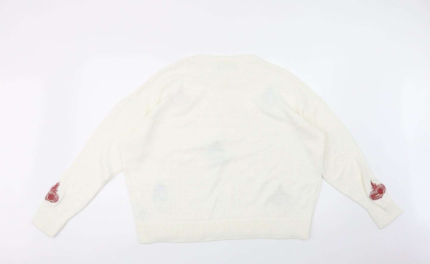 Marks and Spencer Womens Ivory Crew Neck Geometric Acrylic Pullover Jumper Size L