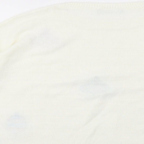 Marks and Spencer Womens Ivory Crew Neck Geometric Acrylic Pullover Jumper Size L