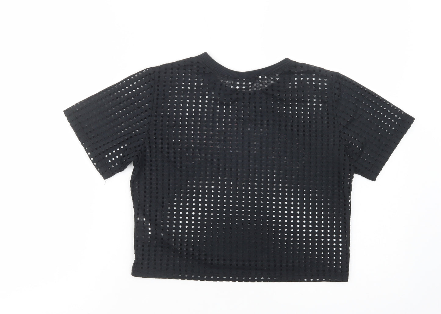 H&M Girls Black  Polyester Cropped T-Shirt Size 11-12 Years Crew Neck Pullover - Cities Are Calling