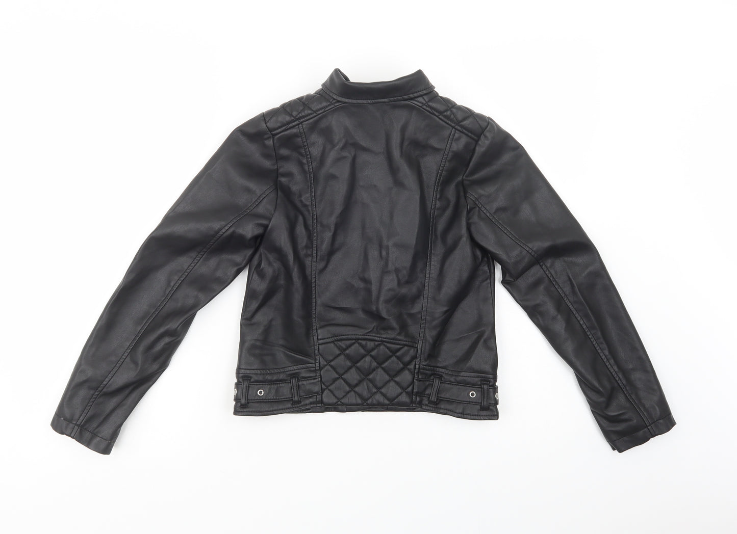 H&M Girls Black   Biker Jacket Size 11-12 Years  Zip