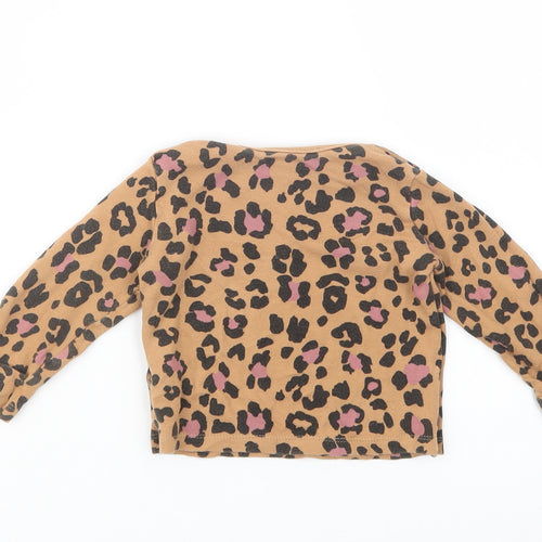 George Baby Brown Animal Print Cotton Basic T-Shirt Size 6-9 Months Crew Neck Pullover