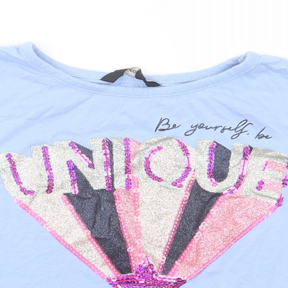 George Girls Blue  Cotton Pullover Polo Size 5-6 Years Crew Neck Pullover - Unique