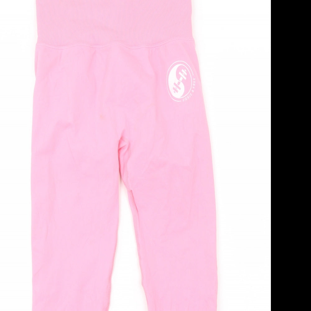 Fierce & Free Womens Pink  Polyester Compression Leggings Size L L26 in Regular