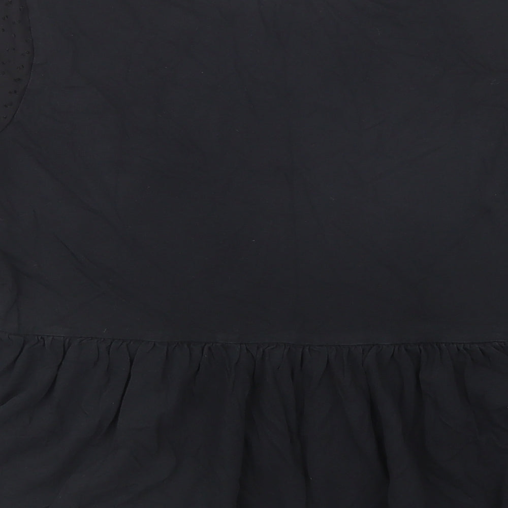 F&F Womens Black  Cotton Basic Blouse Size 12 Crew Neck