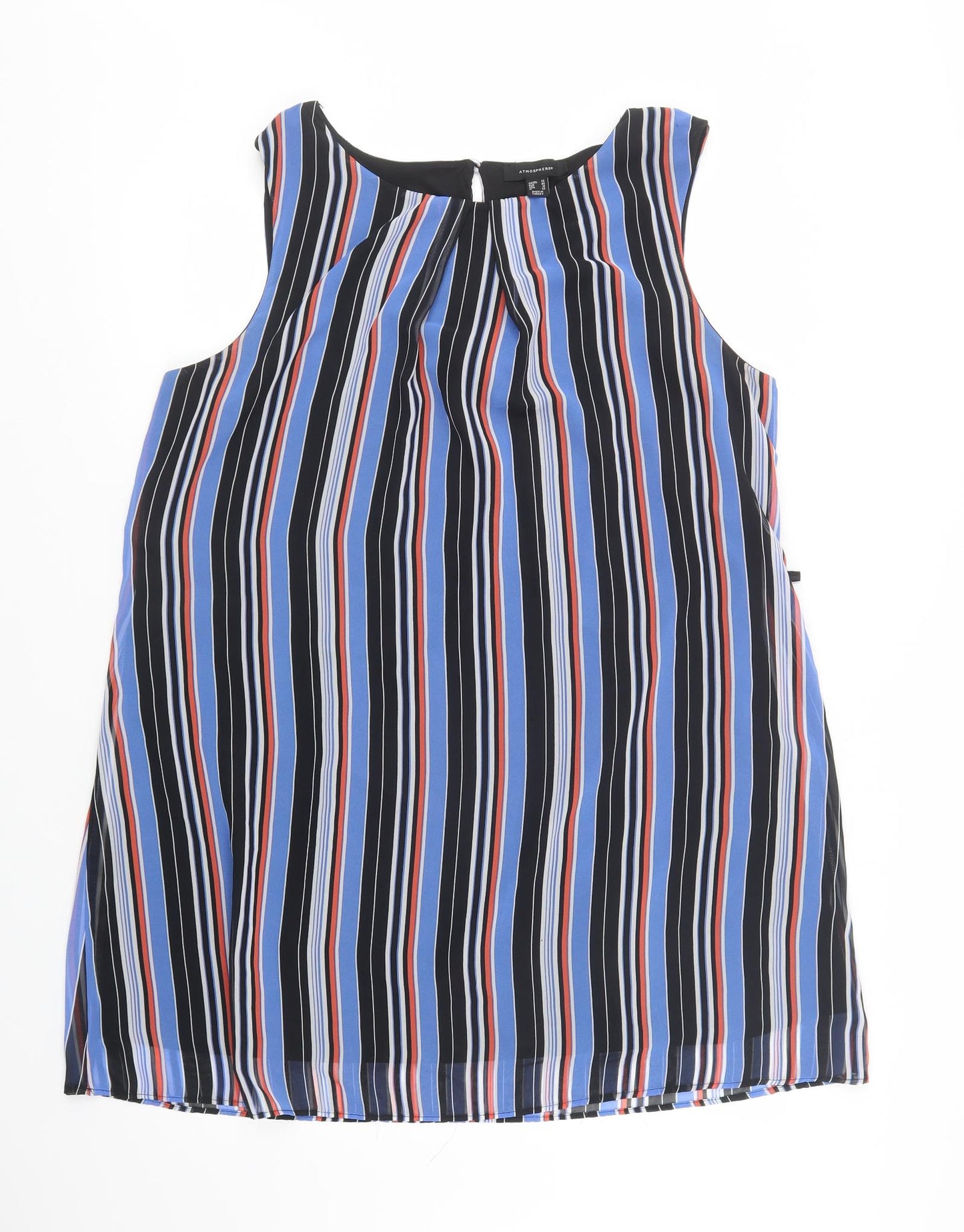 Primark Womens Blue Striped Polyester Shift  Size 20  Round Neck Button