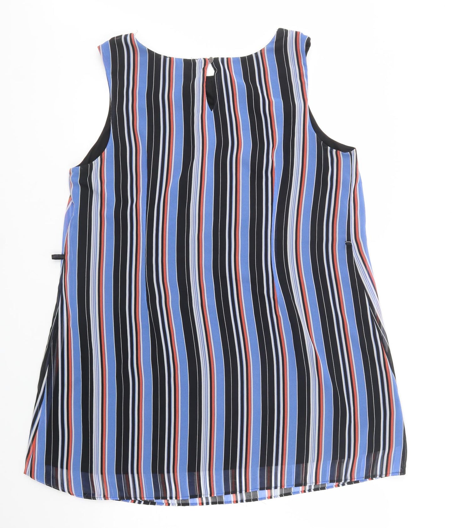 Primark Womens Blue Striped Polyester Shift  Size 20  Round Neck Button