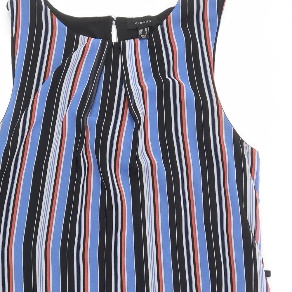 Primark Womens Blue Striped Polyester Shift  Size 20  Round Neck Button