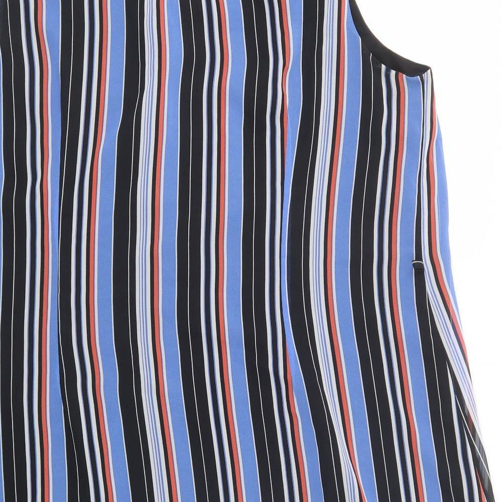 Primark Womens Blue Striped Polyester Shift  Size 20  Round Neck Button