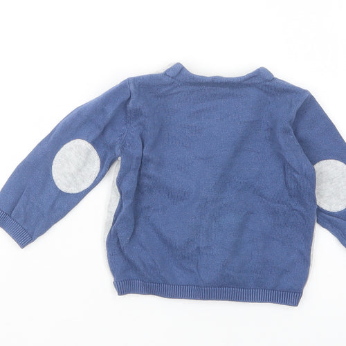 F&F Baby Blue Colourblock Cotton Cardigan Jumper Size 3-6 Months  Button