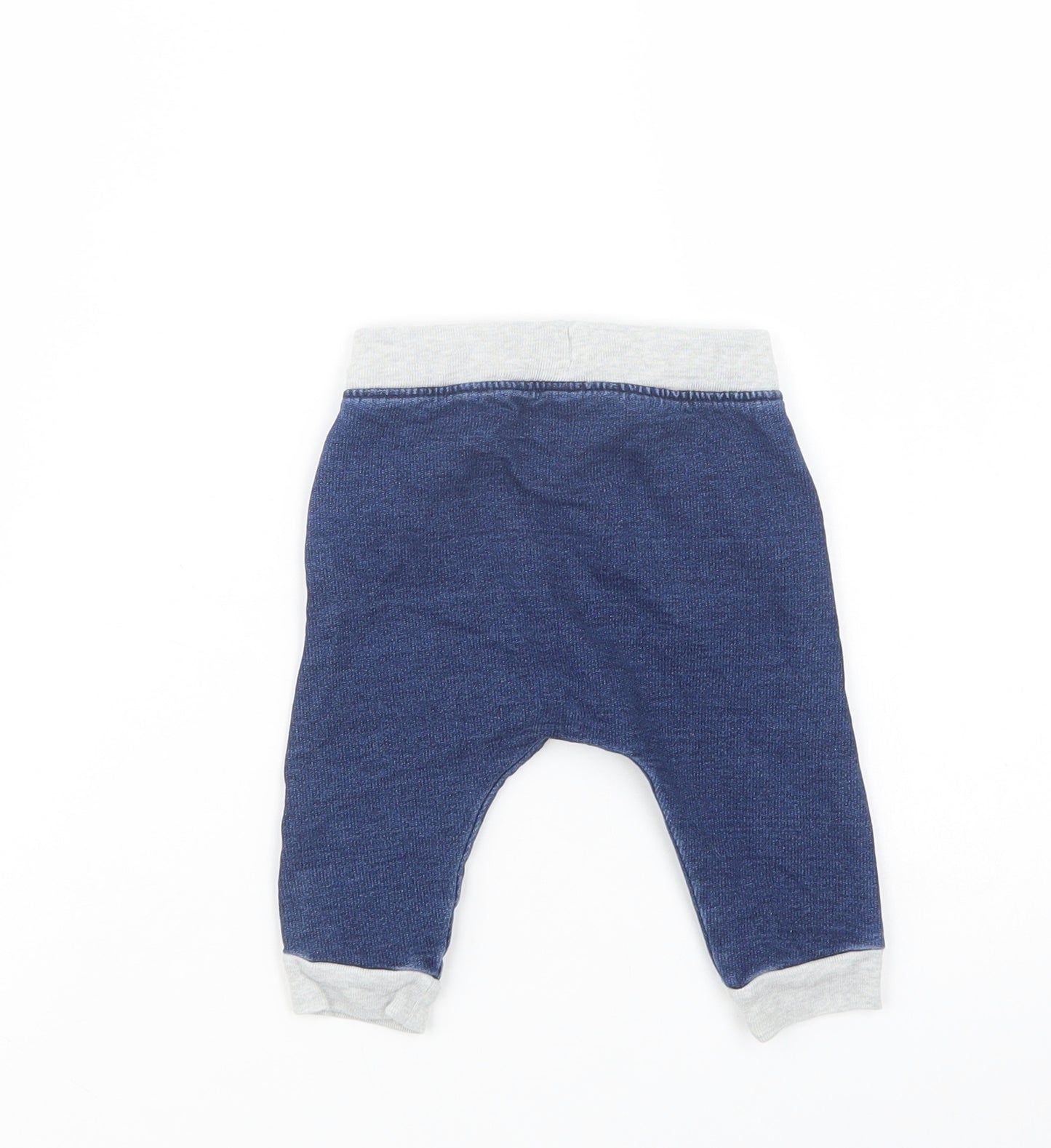 Marks and Spencer Baby Blue  Cotton Jogger Trousers Size 3-6 Months  Drawstring