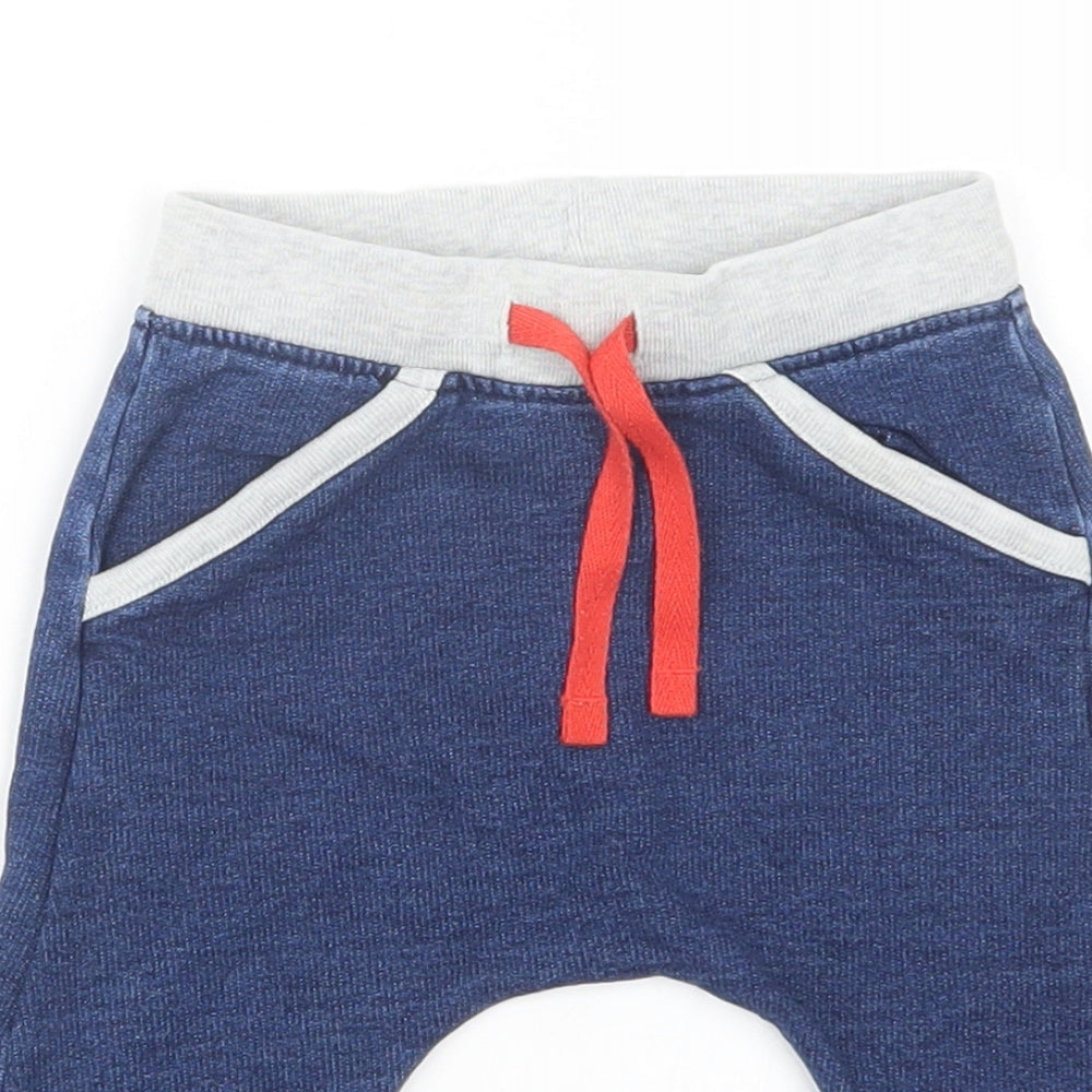 Marks and Spencer Baby Blue  Cotton Jogger Trousers Size 3-6 Months  Drawstring