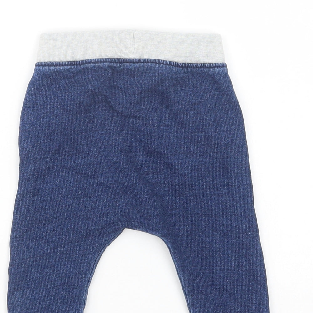 Marks and Spencer Baby Blue  Cotton Jogger Trousers Size 3-6 Months  Drawstring
