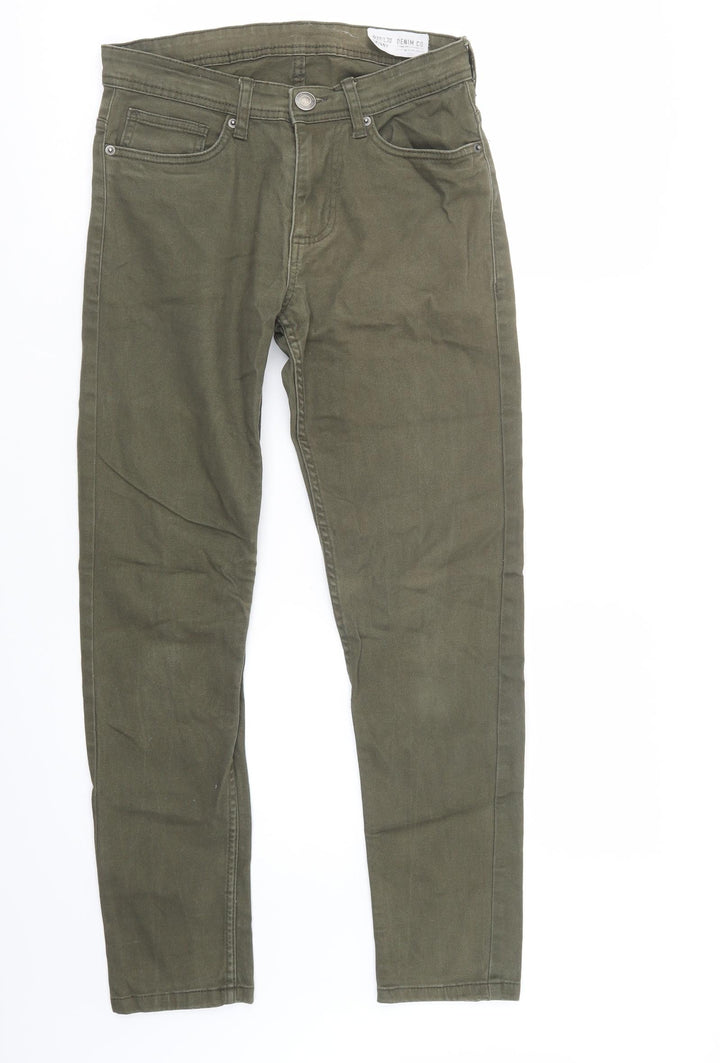 Primark Womens Green Cotton Skinny Jeans Size 28 L30 in Regular Button