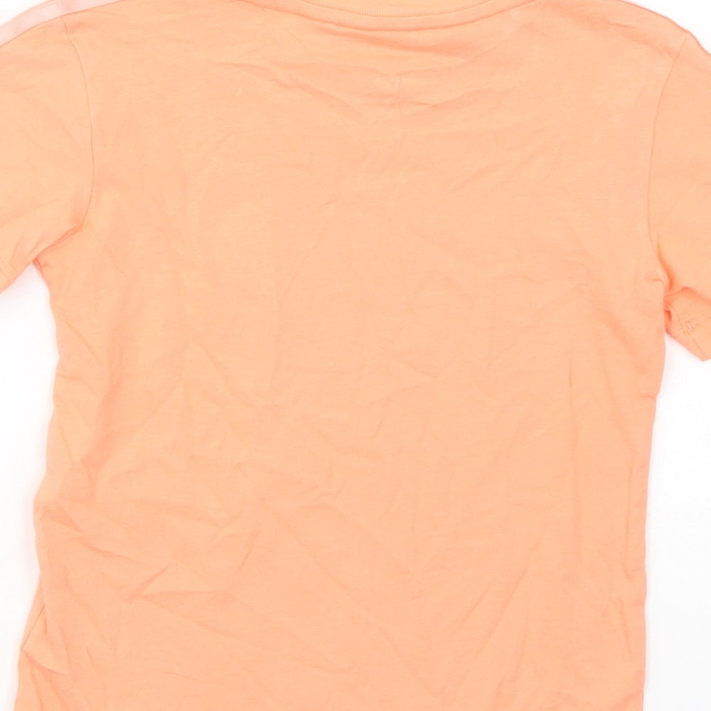 adidas Girls Orange  Cotton Basic T-Shirt Size 2-3 Years Crew Neck Pullover