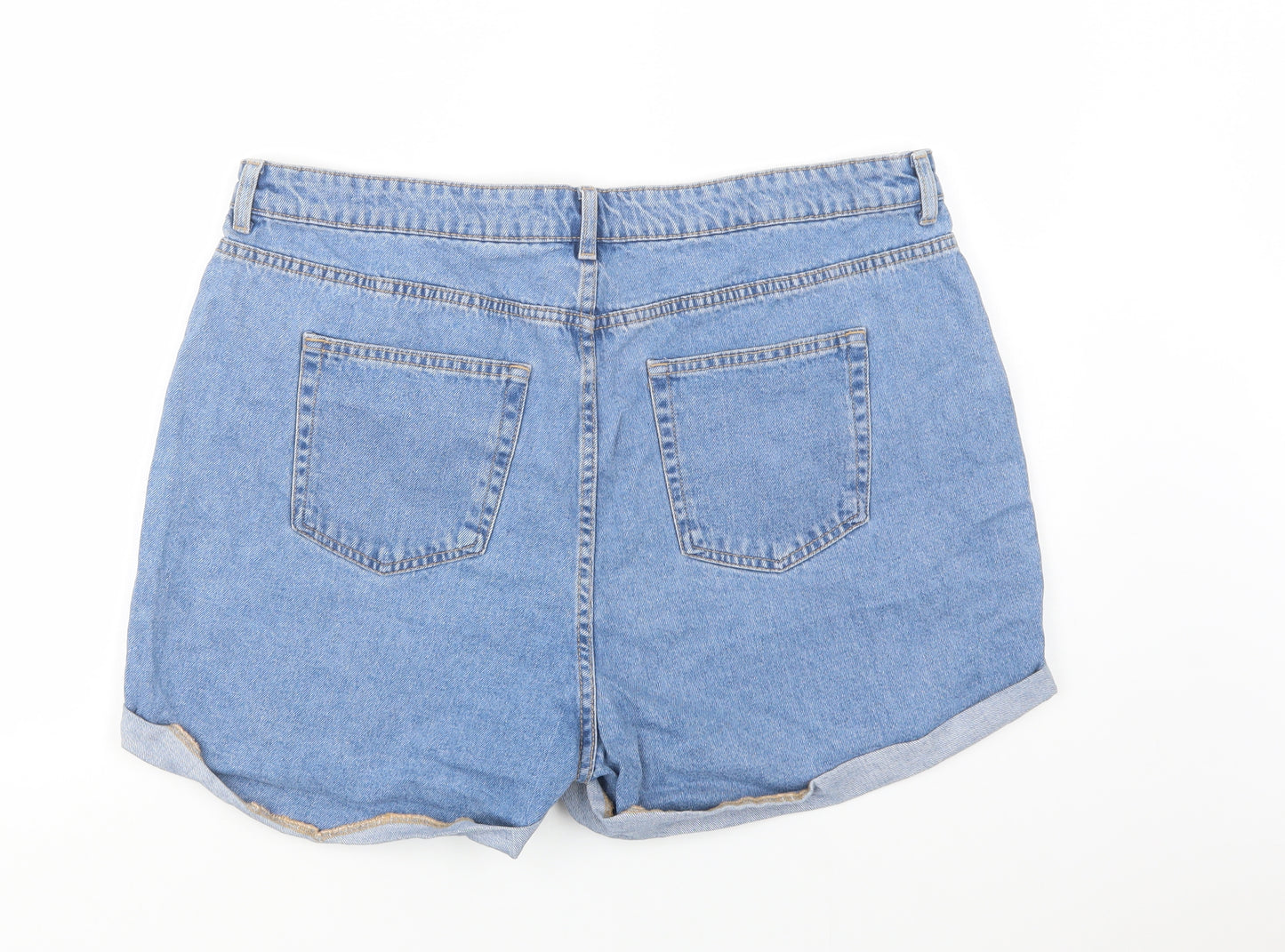 Primark Womens Blue  Cotton Mom Shorts Size 20 L4 in Regular Button