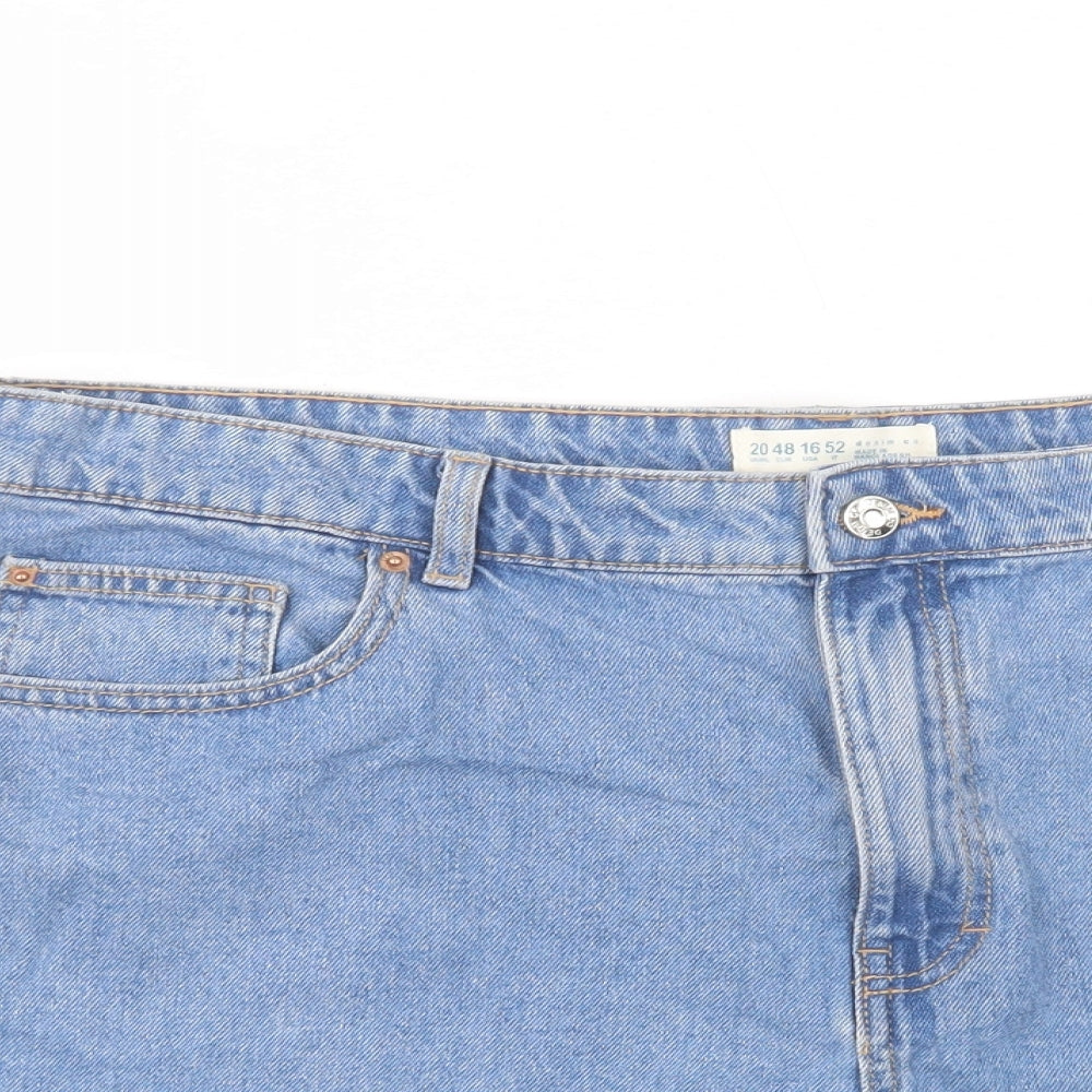 Primark Womens Blue  Cotton Mom Shorts Size 20 L4 in Regular Button