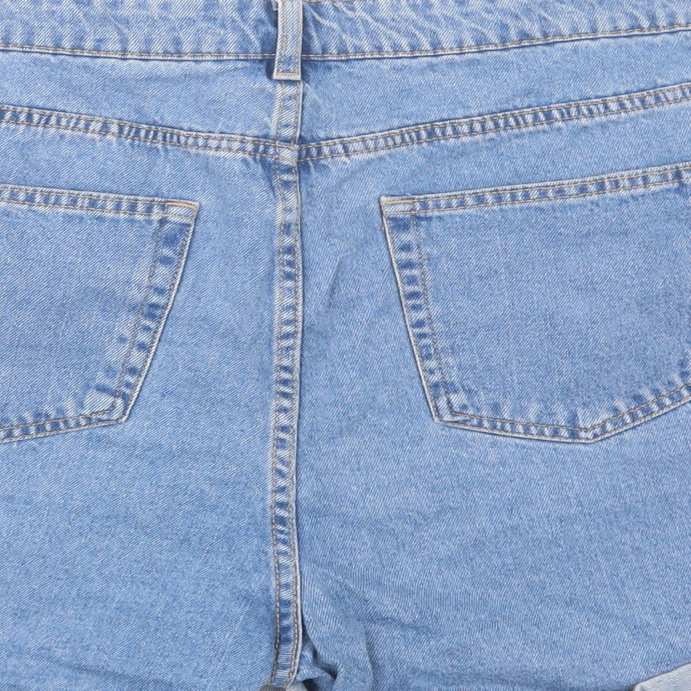 Primark Womens Blue  Cotton Mom Shorts Size 20 L4 in Regular Button