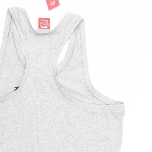 Slaz Mens Grey  Cotton Basic Tank Size 3XL Scoop Neck Pullover