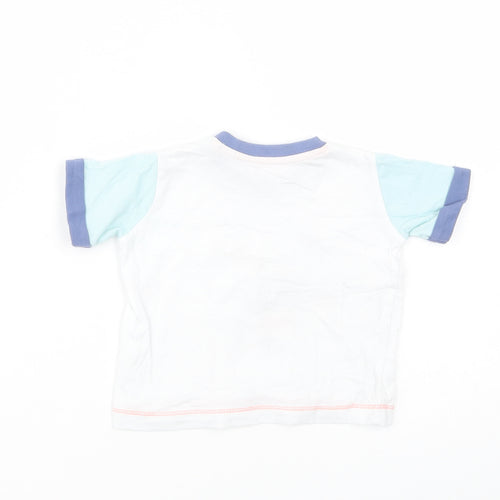 Matalan Baby White  Cotton Basic T-Shirt Size Newborn Crew Neck Snap - Whale Of a Time