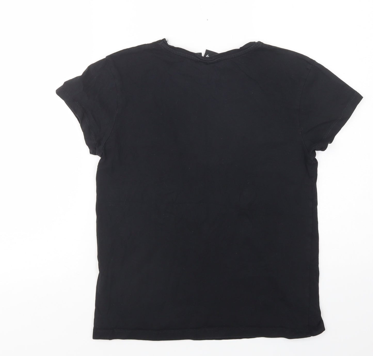 Primark Womens Black  Cotton Basic T-Shirt Size S Crew Neck - Disney