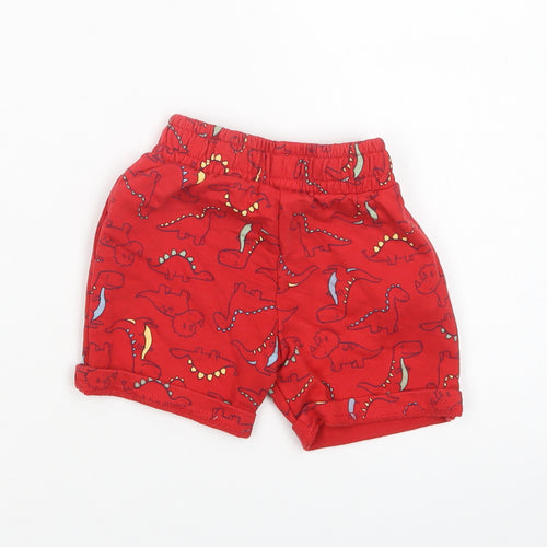 Dunnes Stores Baby Red Geometric Cotton Cropped Trousers Size 18-24 Months  Drawstring - Dinosaur Print