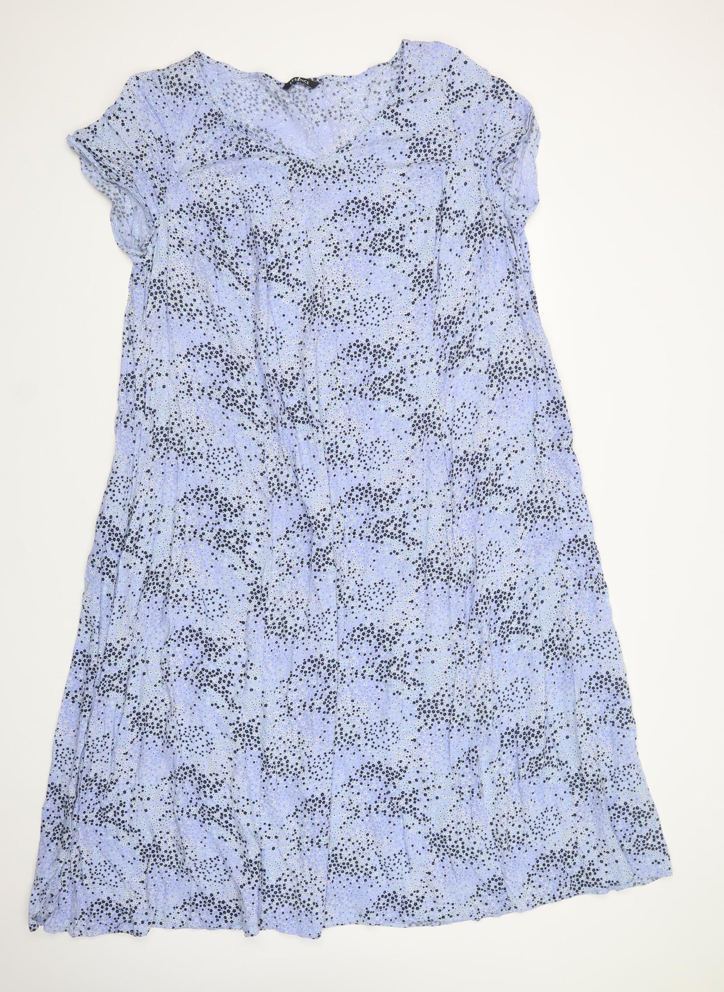 essence Womens Blue Floral Viscose Maxi  Size 26  V-Neck Pullover