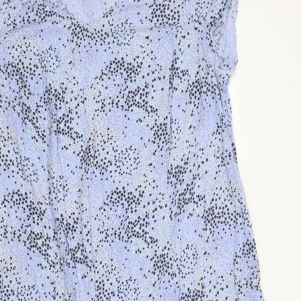 essence Womens Blue Floral Viscose Maxi  Size 26  V-Neck Pullover