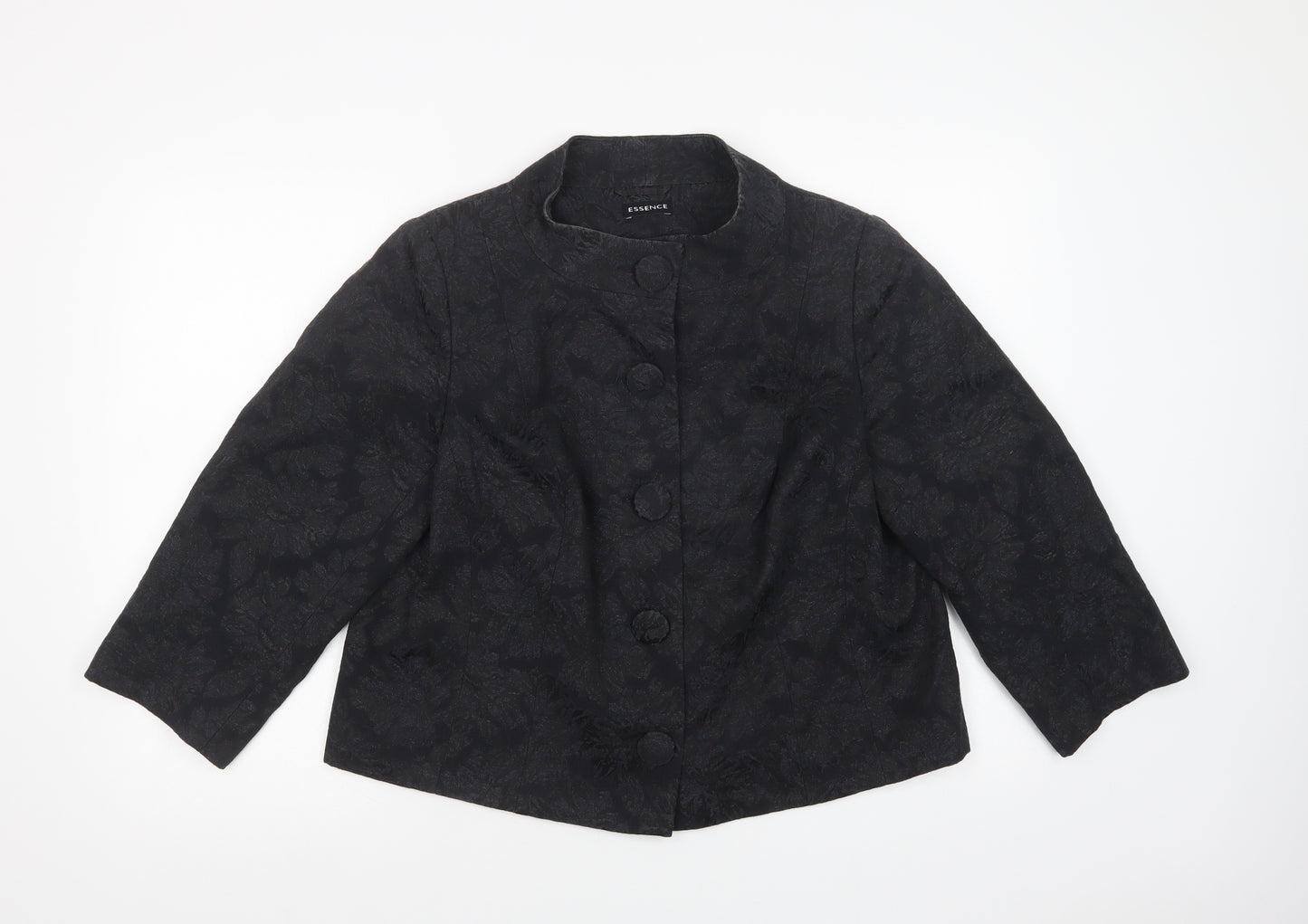 Evans Womens Black Floral  Jacket Blazer Size 18  Button