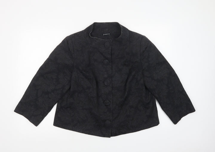 Evans Womens Black Floral  Jacket Blazer Size 18  Button