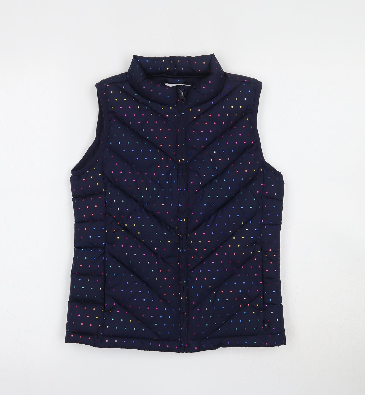 Gap Girls Blue Polka Dot  Gilet Jacket Size L  Zip