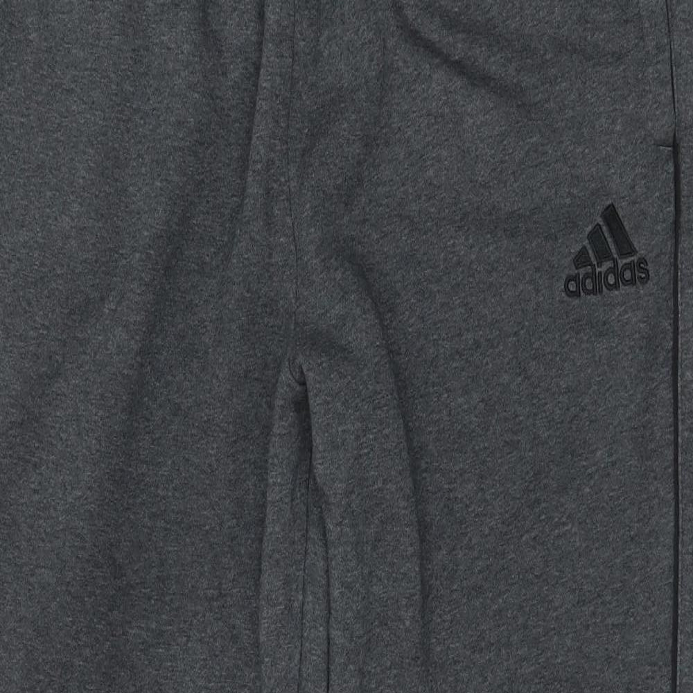adidas Mens Grey  Cotton Jogger Trousers Size XL L30 in Regular Tie