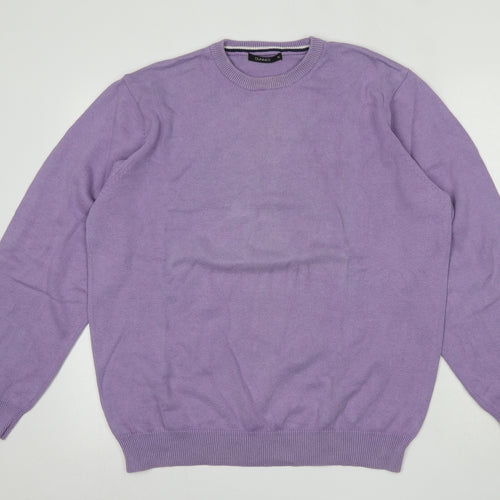 Dunnes Mens Purple Round Neck  Cotton Pullover Jumper Size XL