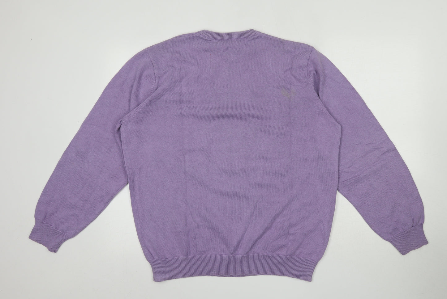 Dunnes Mens Purple Round Neck  Cotton Pullover Jumper Size XL