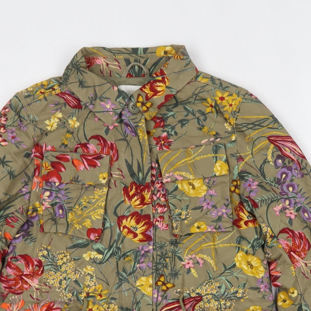 H&M Womens Brown Floral  Jacket  Size 6  Zip