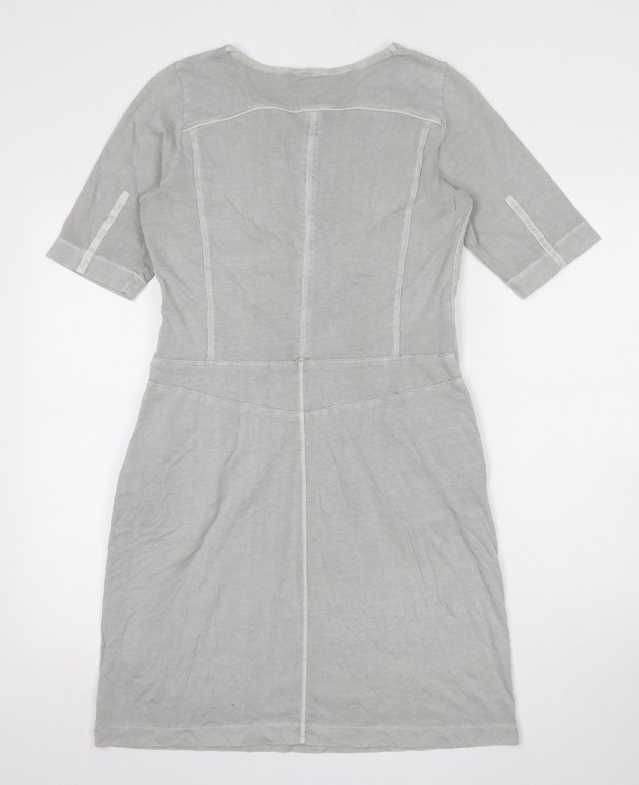 Sandwich Womens Grey  100% Cotton T-Shirt Dress  Size M  Round Neck Button