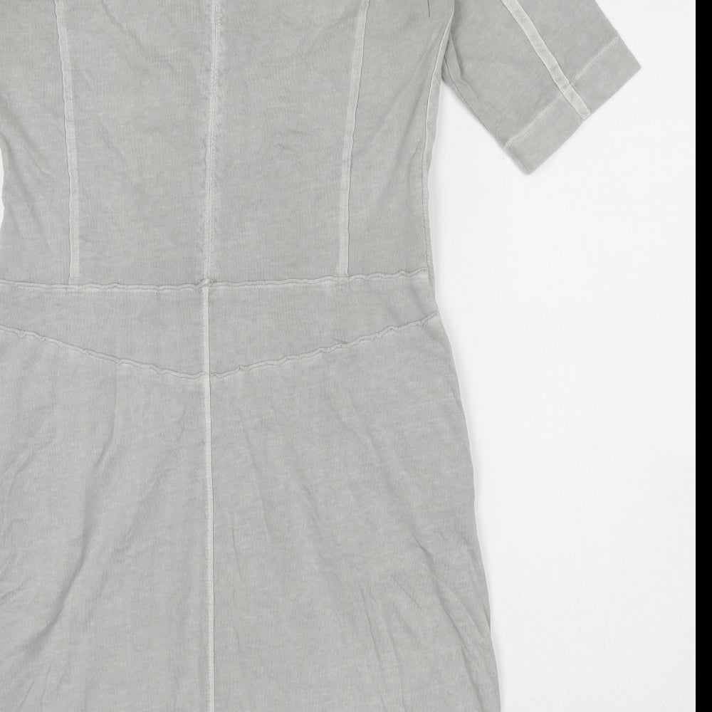 Sandwich Womens Grey  100% Cotton T-Shirt Dress  Size M  Round Neck Button