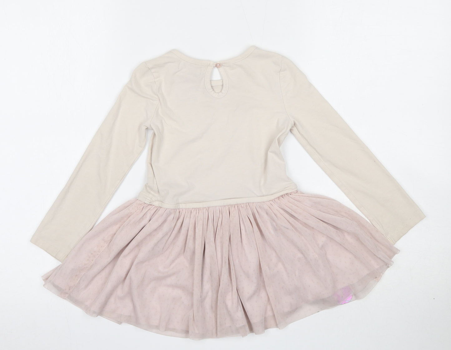 Gillians Closet Girls Beige  Cotton Tutu Dress  Size 2-3 Years  Round Neck