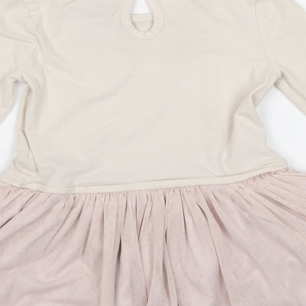 Gillians Closet Girls Beige  Cotton Tutu Dress  Size 2-3 Years  Round Neck