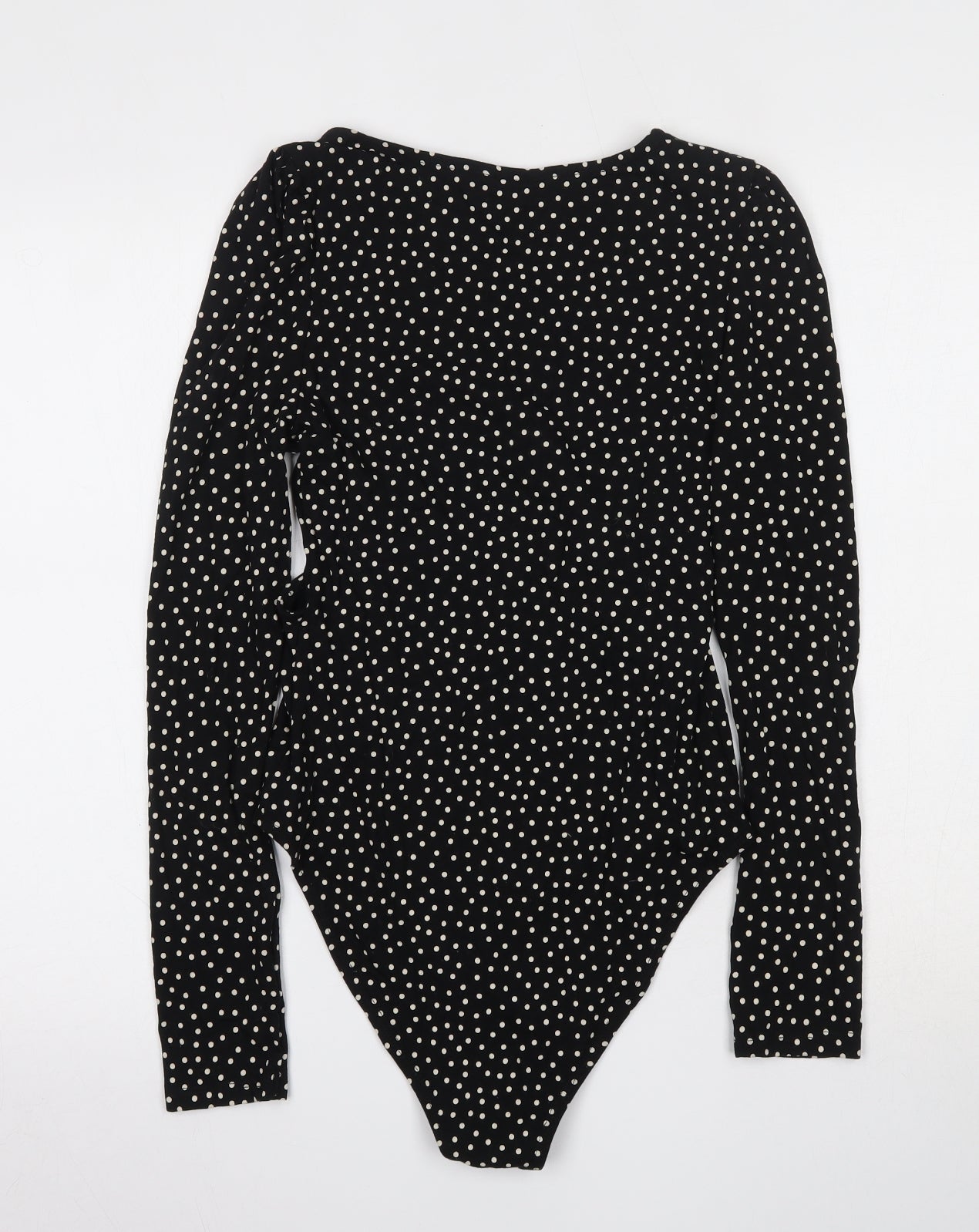 Miss Selfridge Womens Black Polka Dot Cotton Bodysuit One-Piece Size 8