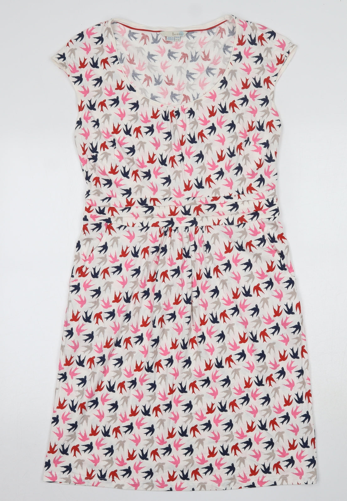 Boden Womens Ivory Animal Print Modal T-Shirt Dress  Size 12  Round Neck