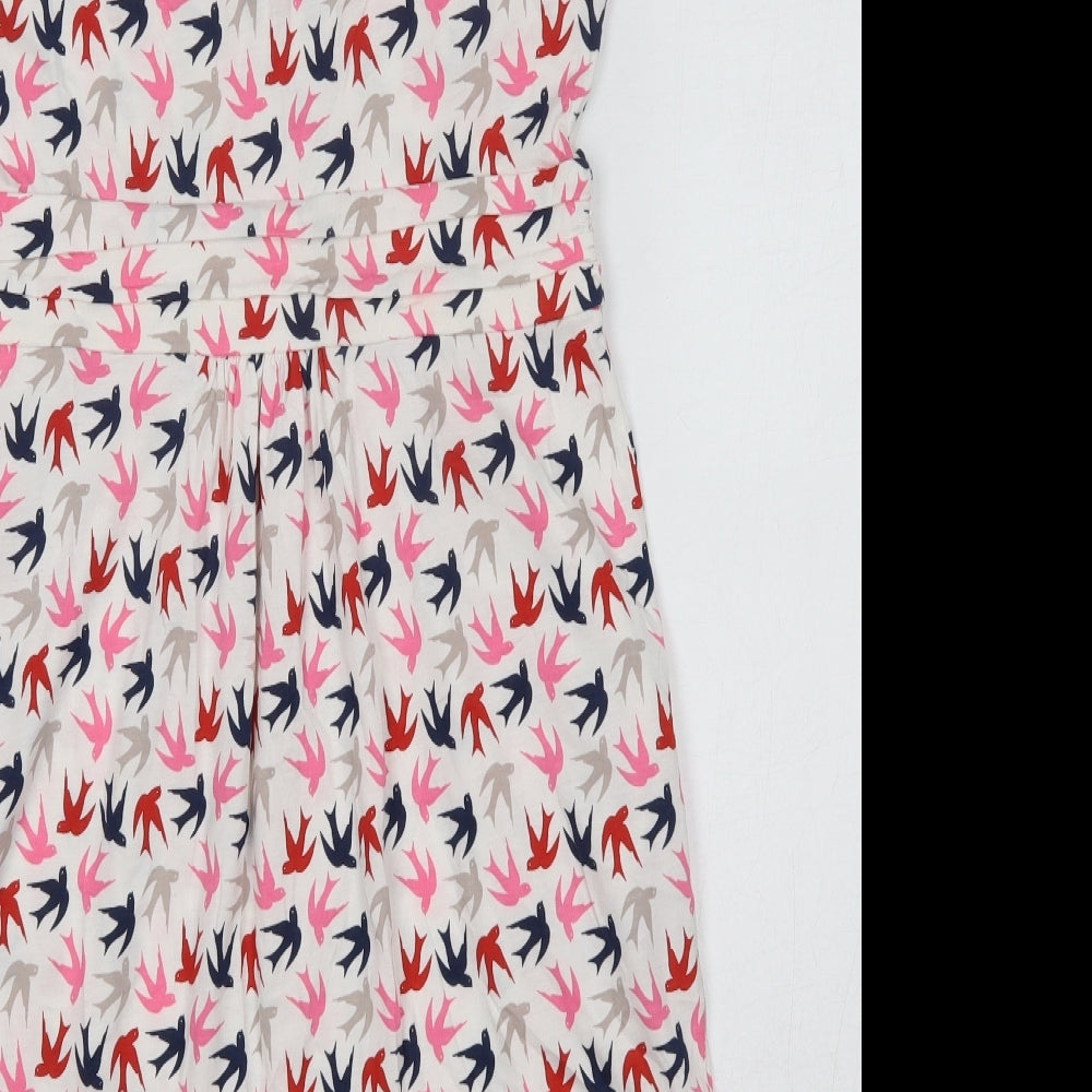 Boden Womens Ivory Animal Print Modal T-Shirt Dress  Size 12  Round Neck