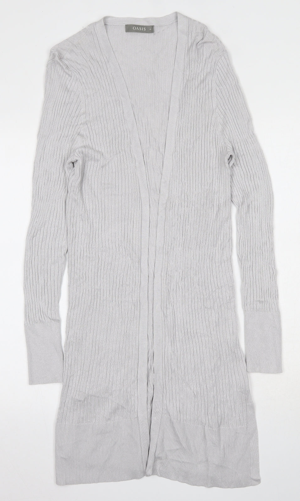 Oasis Womens Grey V-Neck  Viscose Cardigan Jumper Size M